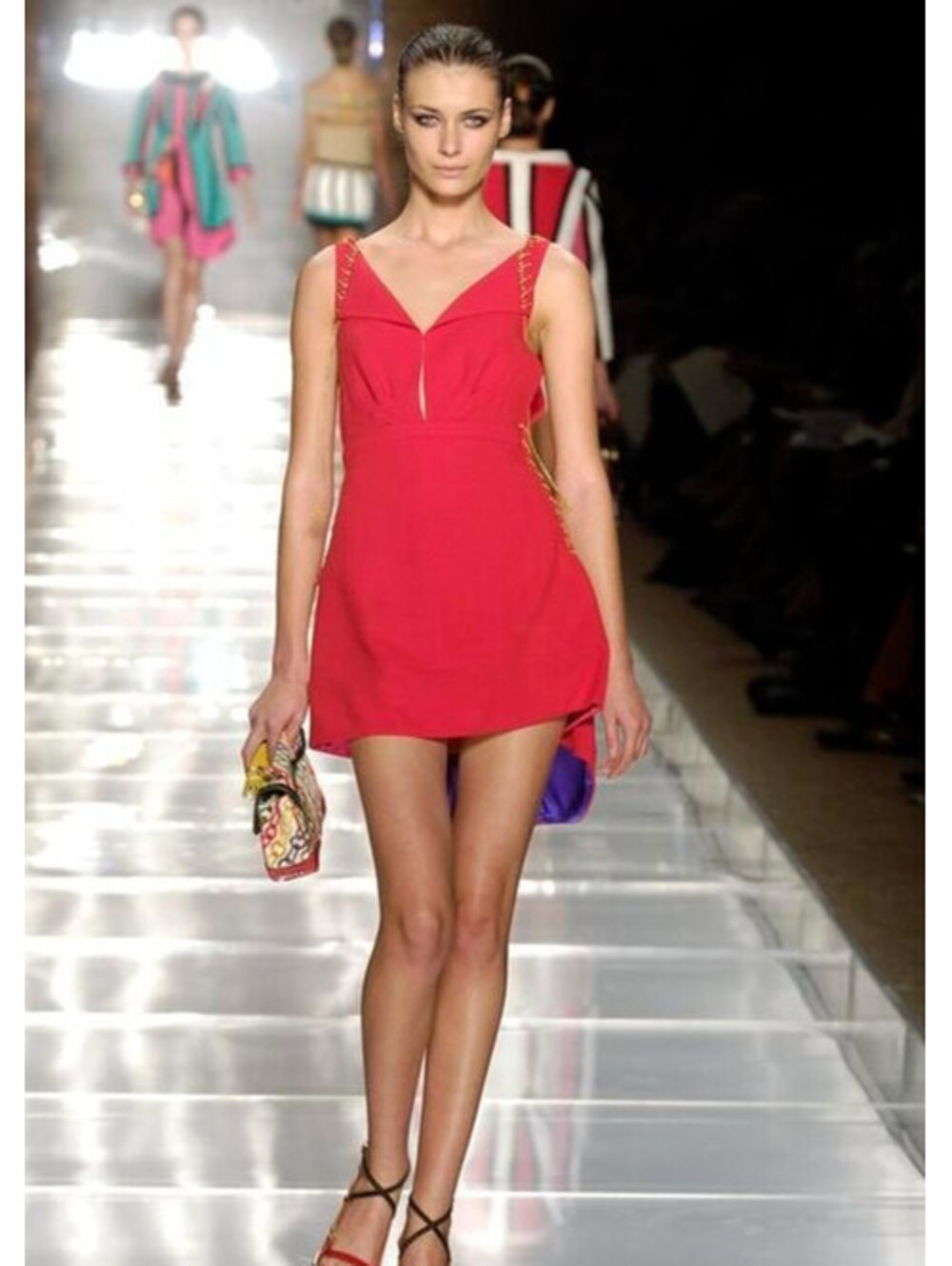 Vintage Louis Vuitton FR-36/38 Red Wool Chains Mini Dress by Marc Jacobs 2006